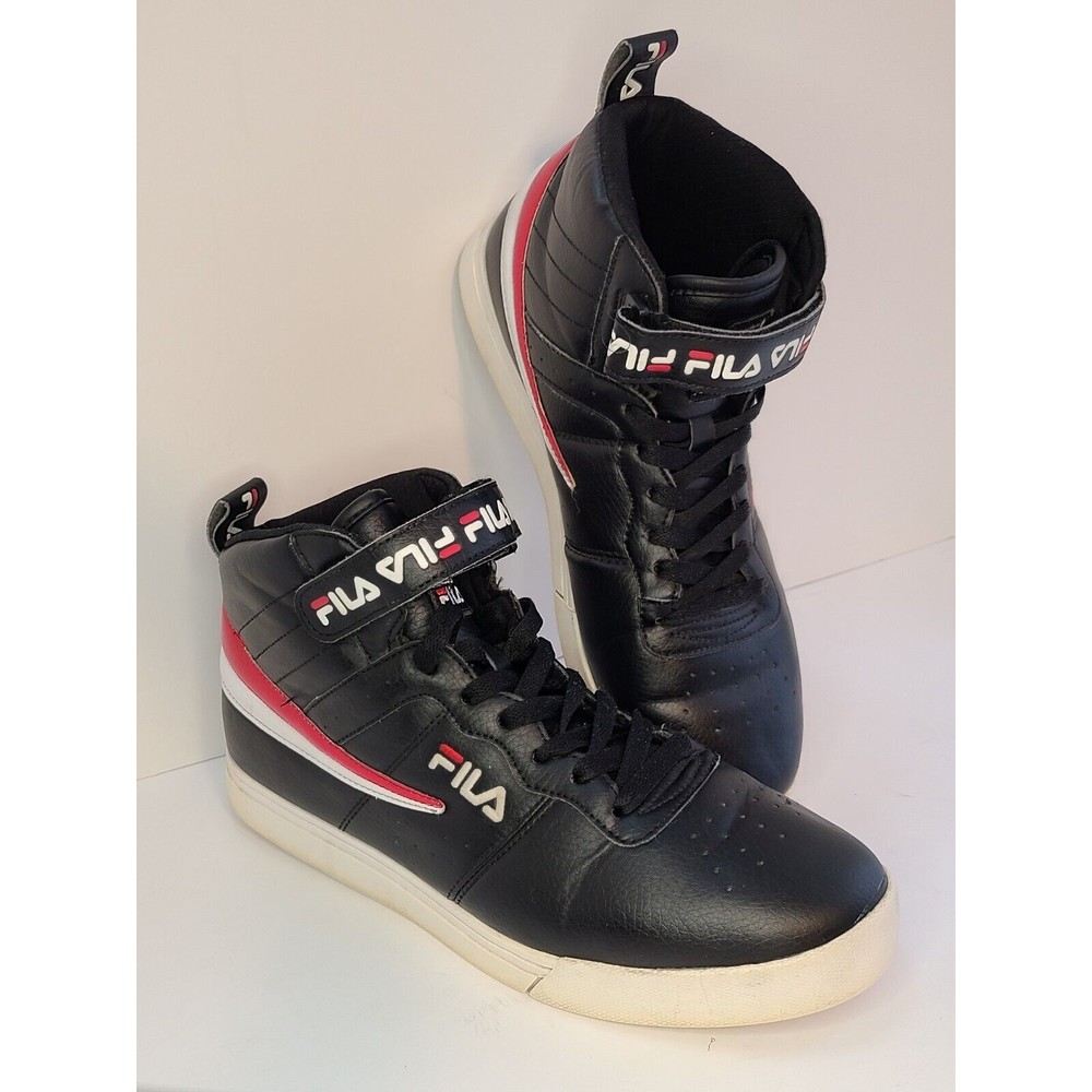 Fila Vulc 13 Mens (9.5) Black Red White Faux Leather Athletic Shoes 1CM00884-014